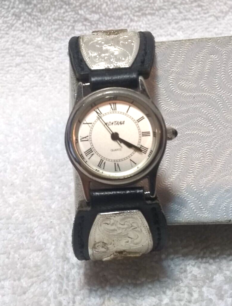 Montana Silversmiths Watch Gold Horsehead Silver Flower Filigree New Bat CLR+Box Montana Silversmiths Watch Gold Horsehead Silver Flower  main image 4
