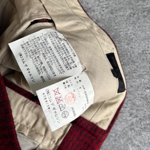 Comme Des Garcons Homme Tanaka Wool Red Pants Check Ad2000 embroidery Used Japan - Picture 8 of 14