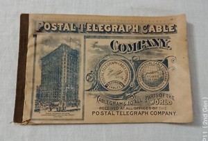 1895 POSTAL TELEGRAPH CABLE COMPANY COMMERCIAL CABLES TELEGRAM BOOK