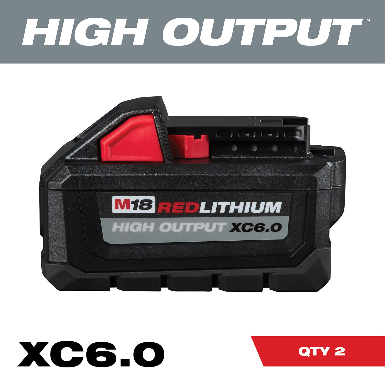 Milwaukee M18 REDLITHIUM HIGH OUTPUT XC6.0 Battery 2-Pack 6.0Ah Model#