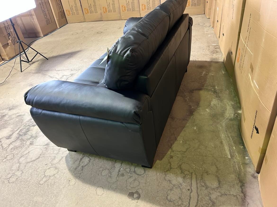 EXDISPLAY Model 3 Seater Black PU Faux Leather sofa, CLEARANCE SALE