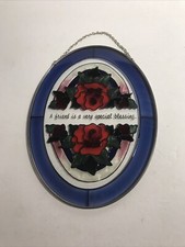 Vintage Stained Glass Floral Suncatcher A Friend Is A Very Special Blessing 7  T