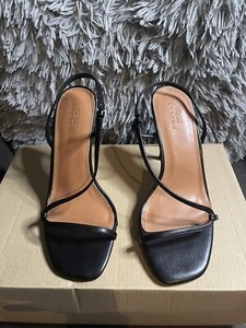 ASOS DESIGN WIDE FIT NEVEDA STRAPPY HEELED SHOE BLK UK6