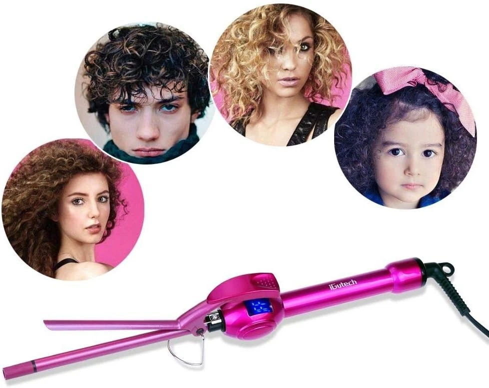 iGutech Curling Tongs Super Tourmaline Ceramic Barrel Curling Iron 9mm hair