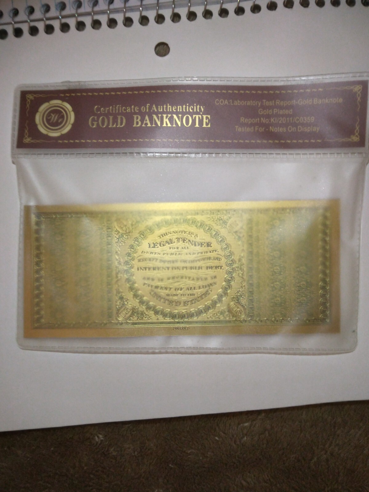 24k Gold Rare Eagle 100 banknote certified. eBay
