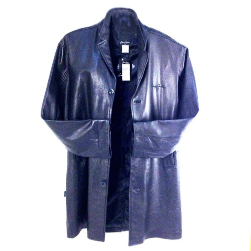 Sean John Men Leather 3/4 Long Coat, SJ-L03595 Black - Picture 2 of 6