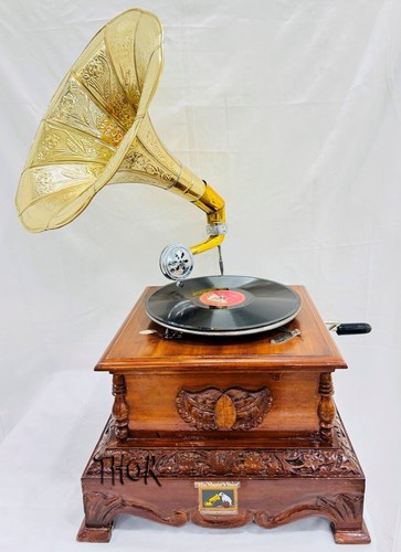 Gramophone - Phonograph New Working - Record Player Antique Style - Handmade Gra - Picture 11 of 16