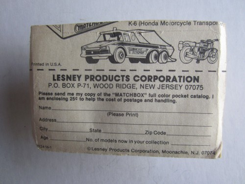 1980 Matchbox Lesney #50 Gold/Black Harley-Davidson NIP - Picture 2 of 2