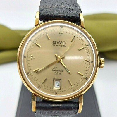 14ct (585, 14K) Yellow Gold Vintage BWC Swiss Quartz watch 