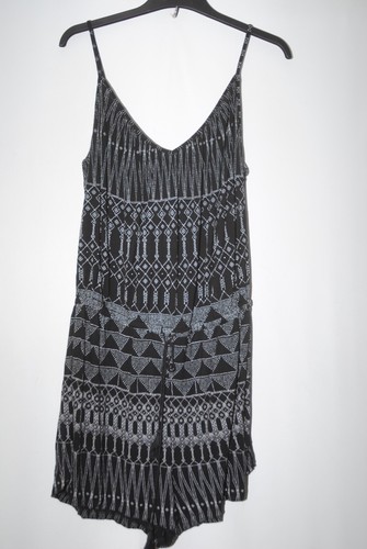 H&M Damen schwarz-weißer kurzer Sommer Playsuit Gr. L