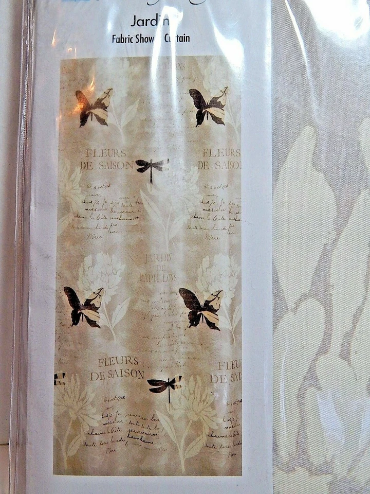 Тканевая занавеска для душа Saturday Knight садовая бежевая / коричневая бабочка новая - Изображение 2 из 4
