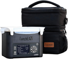 Cordless Heated Lunchbox - 4-Cup Capacity, Auto Heating, Insulated Bag Included