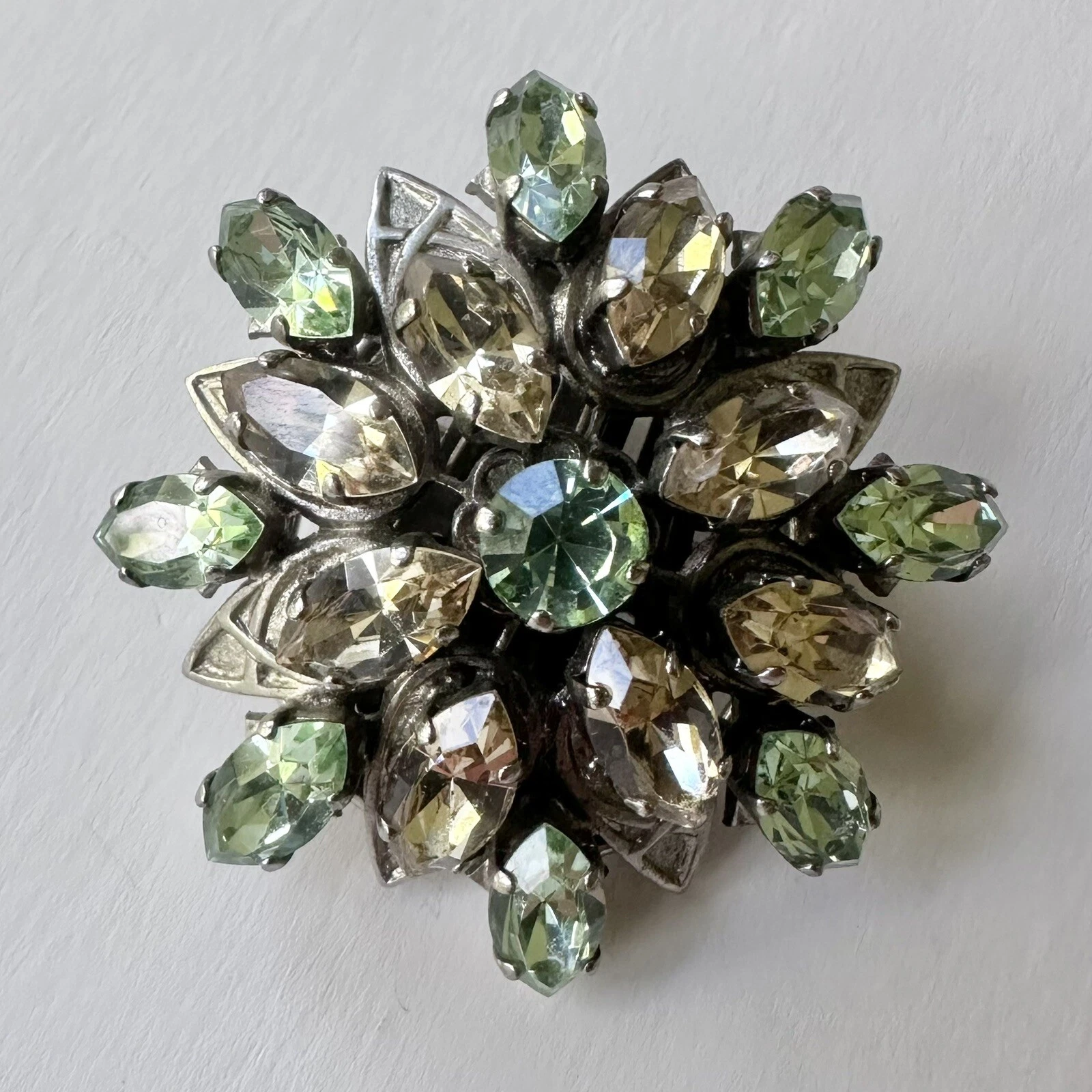 Double broche et clip écharpe vintage années 1950 strass Christian Dior