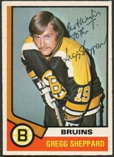 Gregg Sheppard #184 signed autograph auto 1974-75 O-Pee-Chee Hockey Card