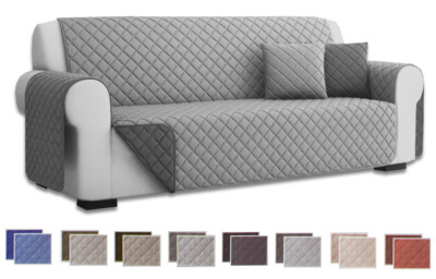 Copridivano Trapuntato Antimacchia BIANCHERIAWEB Lello Double Face Grigio Chiaro/Scuro Per 3 Posti - Impermeabile - 5