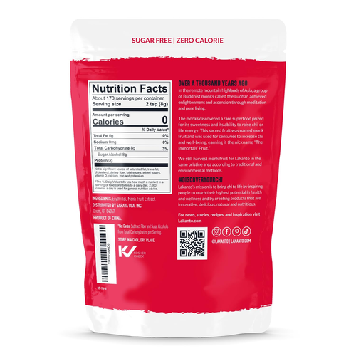 Monk Fruit Erythritol Sweetener Keto Sugar Substitute, Gluten-Free, 3 LB Bag NEW - Picture 2 of 12