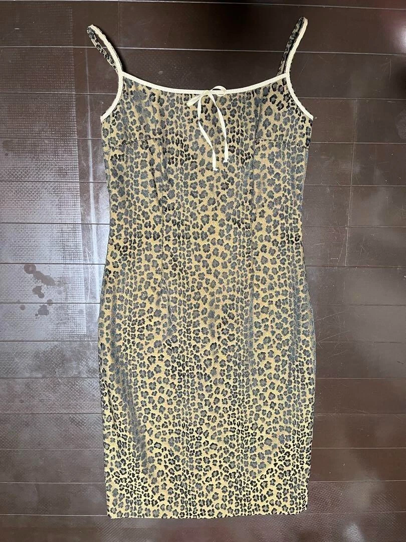 Autentico abito smanicato vintage Fendi leopardato poliestere cotone taglia 42