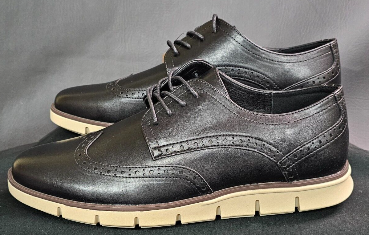 Jousen AMY9009A Mens Black Lace Up Leather Casual Wing Tip  display picture 3
