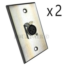 2 Pack 1-Port Socket XLR Female Stainless Steel Microphone Mic Audio Wall Plate