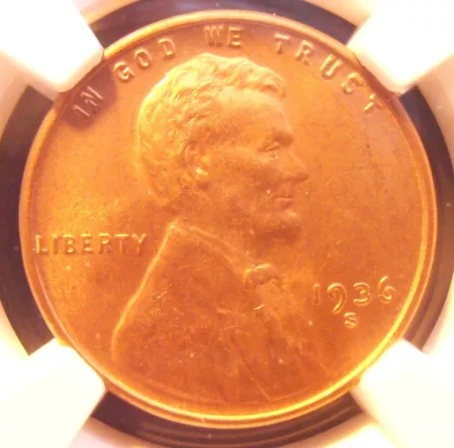 1936 S Lincoln Cent, NGC Certified MS 64 RD   (36SN71)