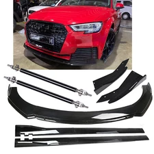 Glossy Black Front Bumper Lip Body Kit Spoiler Splitter For Audi A3 2000-2023