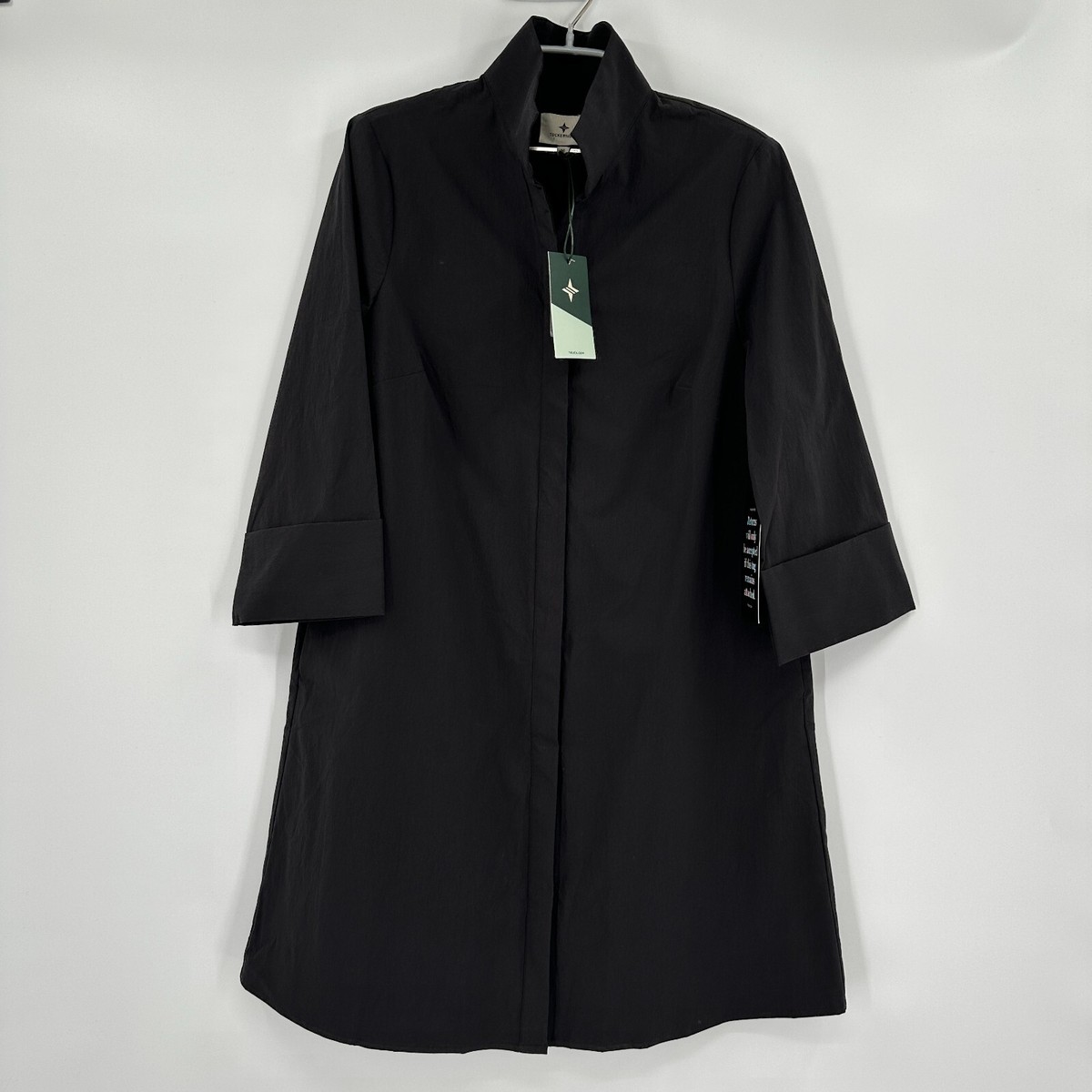 Tuckernuck Women's Black Charlie Shirt Dress sz S Stand Collar A