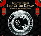 2024 - SCULPTED YEAR OF THE DRAGON 1 oz .999 FINE SILVER SHIELD PROOF - IN STOCK