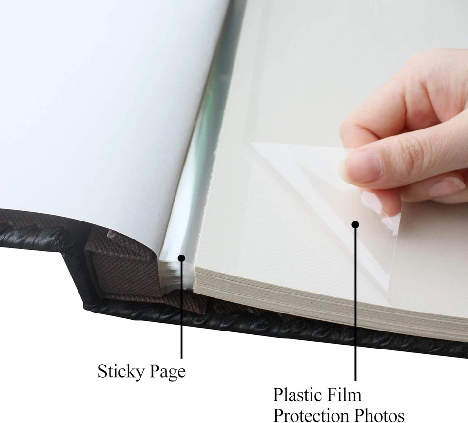 Álbum de fotos libro, álbum familiar álbum de recortes autoadhesivo, cubierta de cuero, tiene capacidad para 3X5 Foto 3 de 4