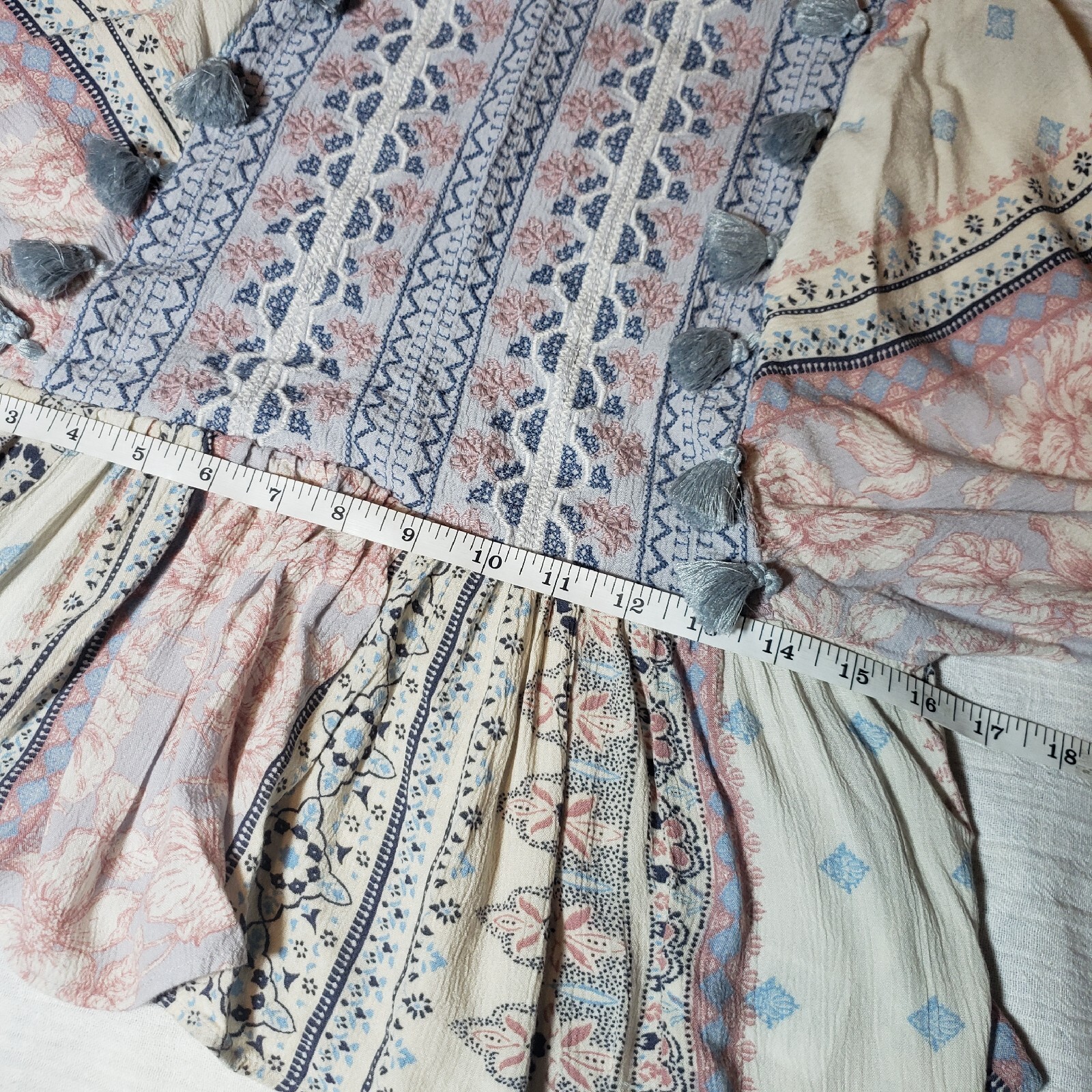 American Eagle Patchwork Peasant Top Embroidered … - image 6