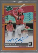 2020 Panini Donruss Optic Orange Prizm Autograph Alec Bohm Phillies #d 55/75
