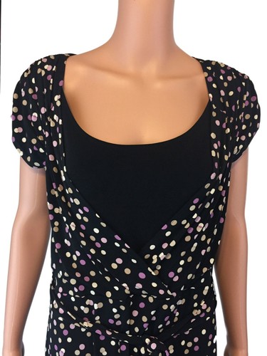 Charter Club Size Small A-Line Black Stretchy Dress w/ Polka Dots & Belt Tie - Picture 5 of 9
