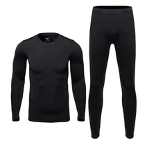Hot SALE Winter Men Ski Ultra-Soft Fleece Thermal Top Bottom Long Johns Pant Set