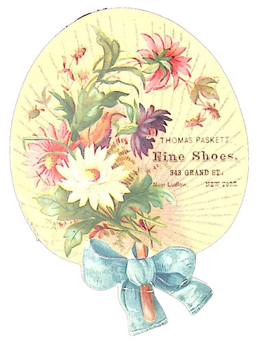 Thomas Paskett Fine Shoes LUDLOW NEW YORK Die Cut Fan Victorian Trade Card
