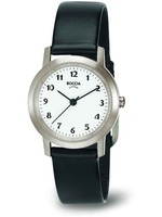 Boccia Titanium 3291-01 Damenuhr Lederarmband Schwarz
