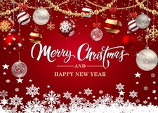 LYCGS 7x5ft Red Christmas Backdrop Merry Party 7x5ft,