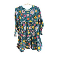 Hanna Andersson Tiered Retro Flowers Long Sleeve Dress 100 Cotton Size 110cm 5T