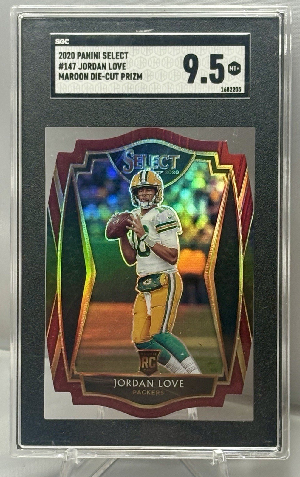 Panini 2020 Select Jordan Love #147 Maroon Die-Cut Prizm Rookie SGC 9.5 Packers