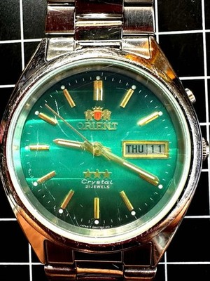 ORIENT Three Star Green Dial Day-Date Automatic Watch 37mm From Japan