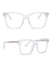 DIFF Bella Square Blue Light Blocking Glasses UV400 Clear Crystal