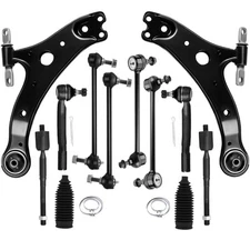 12pc Set Suspension Kit Front Lower Control Arm Outer Inner Tie Rod w/Boot En...