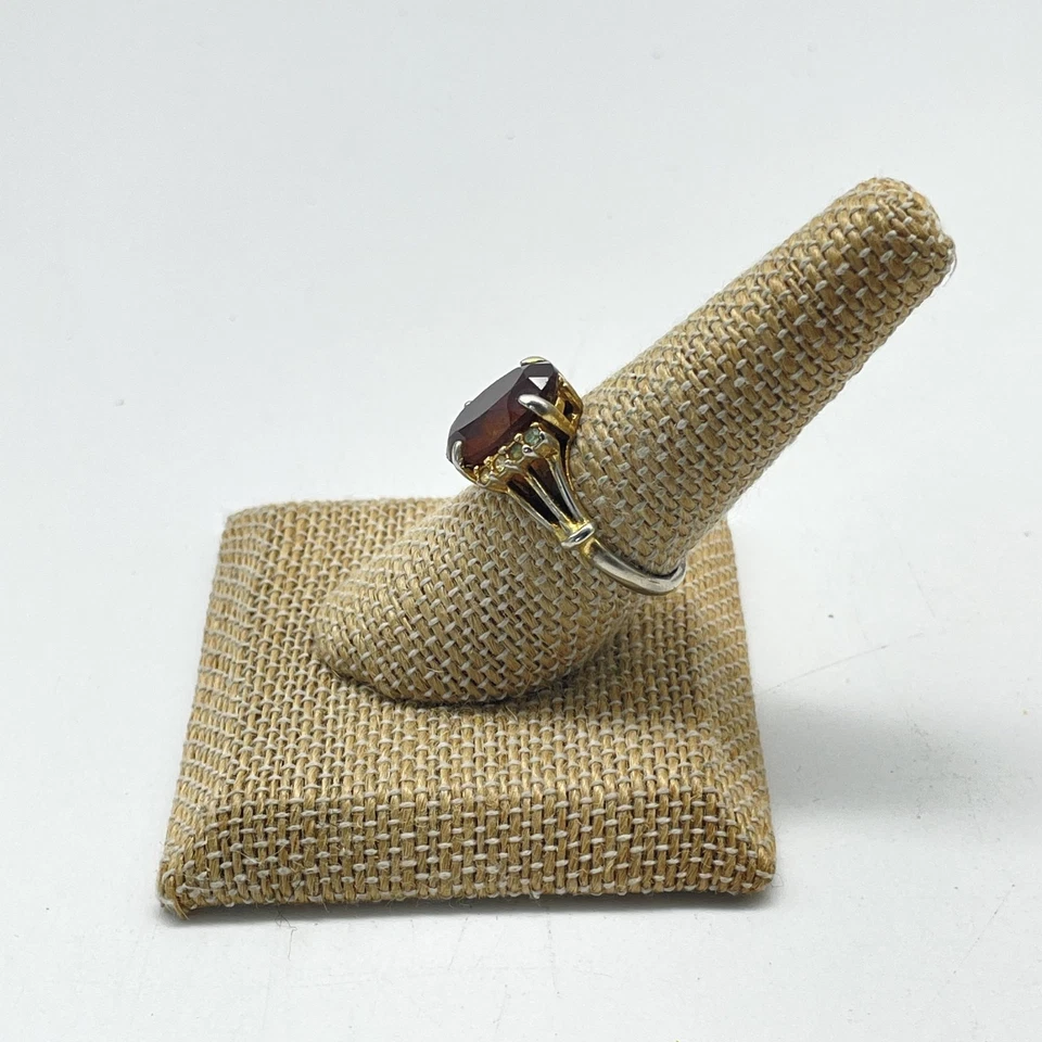 Lote 2 Anillos Bisutería Hombre Piedra Transparente Sello y Mujer Ovalado Marrón Verde Foto 4 de 4