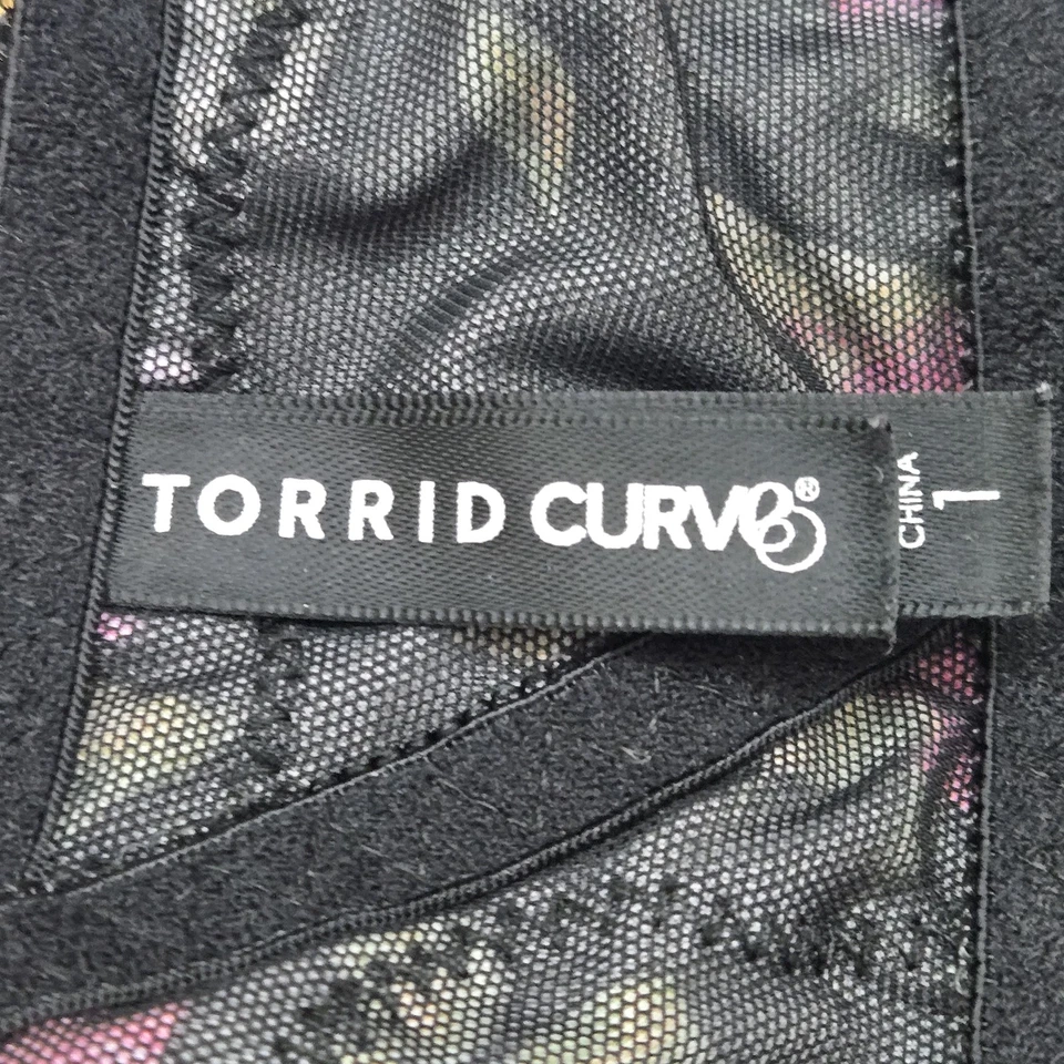 Torrid Curve Women Bra 1 Black Multicolor Floral 48862 Bralette Adjustable - Image 3 of 4