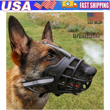 Large Pet Dog Basket Muzzle Mouth Cover Mesh Cage NoBarking Biting Chewing Black