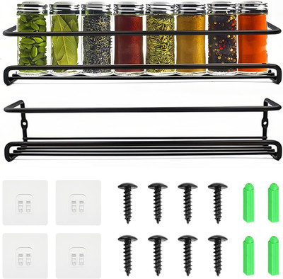 2 Stück Gewürzregal Wand,Gewürzregal Wand Ohne Bohren,Gewürz Organizer,Küchen Ge
