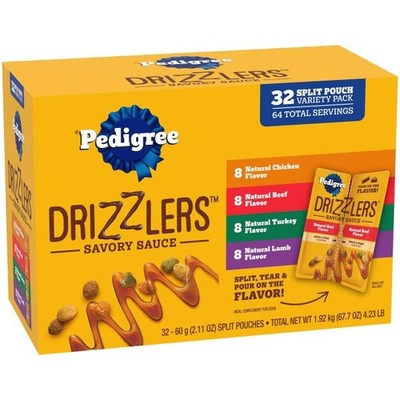 Chicken, Lamb, Beef and Turkey Flavor Variety Pack Drizzlers Pouch Wet Dog Food