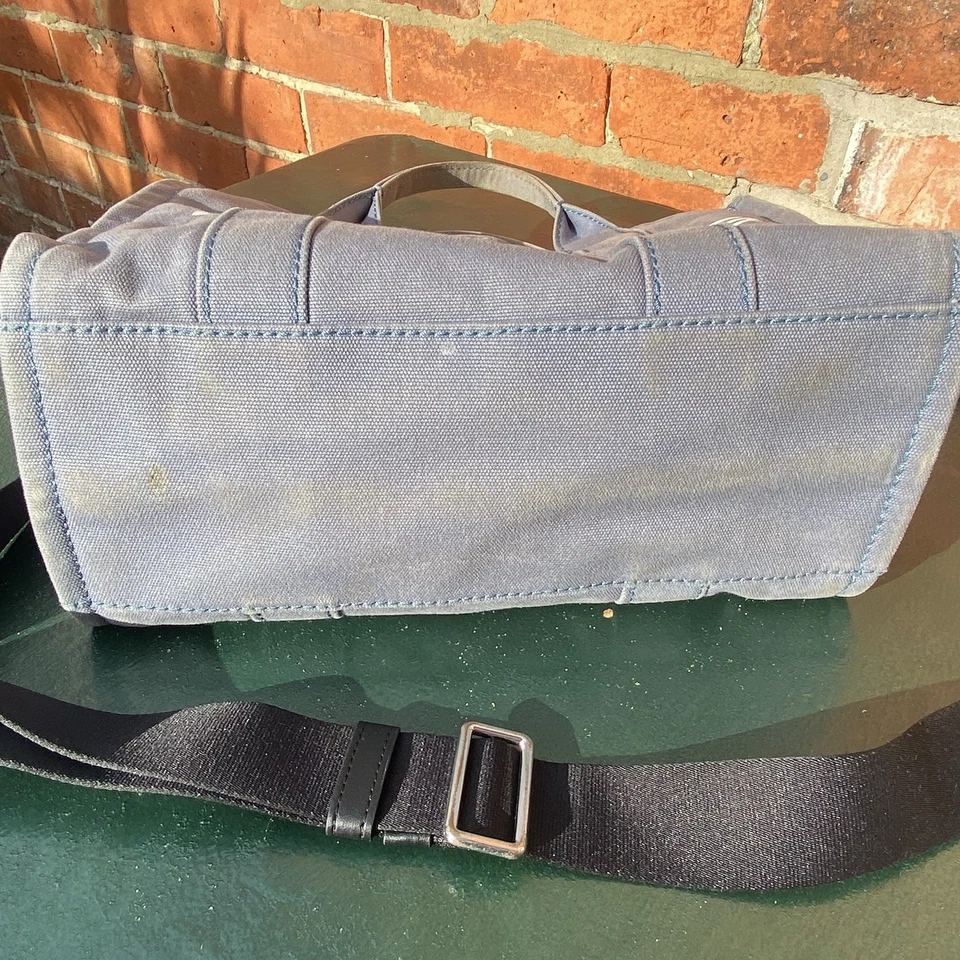 Marc Jacobs The Medium Tote Bag Blue Shadow Canvas Crossbody Strap Designer - Image 4 of 4