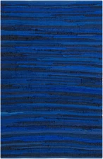 Rag Rug Collection Accent Rug - 2'3" X 5', Blue & Multi, Handmade Boho Stripe Co