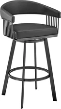 Chelsea 25" Counter Height Swivel Bar Stool in Black Finish and Black Faux Leath