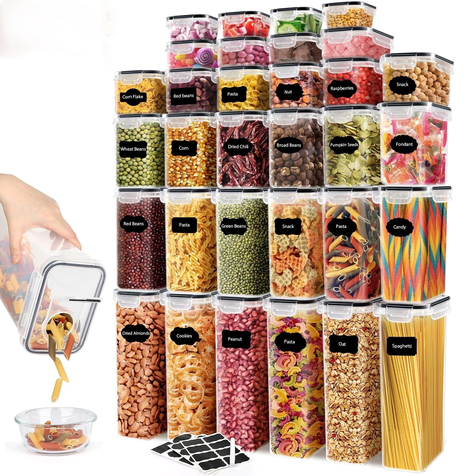 64PCS Airtight Food Storage Containers with Lids BPA Free Kitchen
