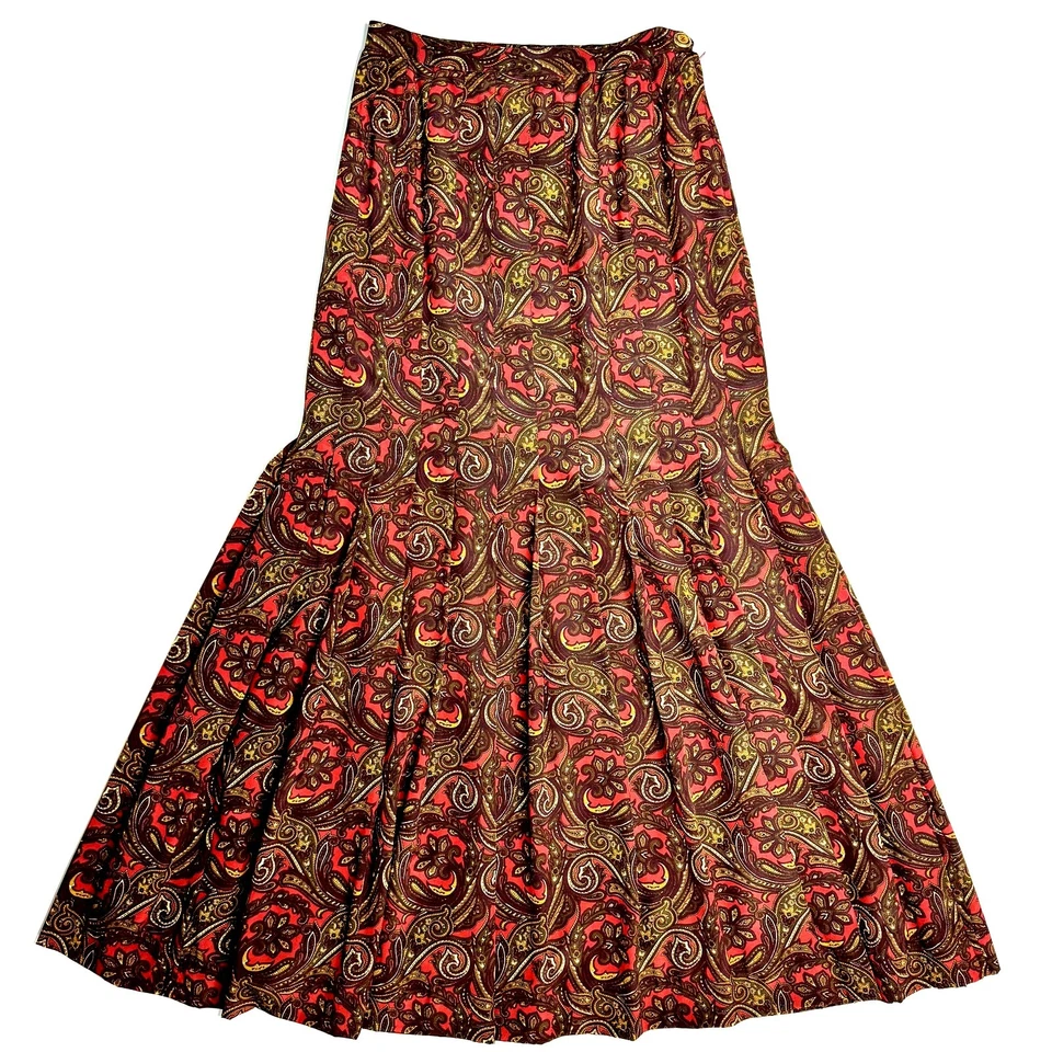 Maxi Falda 100% Auténtica De Colección CHANEL Seda Paisley Plisada Completa Talla 26" S Foto 4 de 4